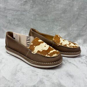 Myra Bag Women’s Brown & White Cowhide Loafers Size 7
